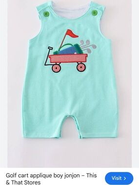 Baby Boy Mint Golf Cart Appliqué Romper